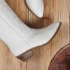 DREAM PAIRS Women’s Cowboy Boots Pull On Cowgirl Boots Mid Calf Western Boots, Available in Regular and Wide Calf(White)