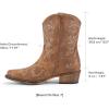 DREAM PAIRS Women’s Cowboy Cowgirl Western Boots Embroidered Stitched Ankle Boots Square Toe Chunky Heel Fashion Short Booties with Zipper