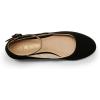 DREAM PAIRS Women’s Dress Flats Ballet Low Wedge Round Toe Ankle Strap Comfortable Casual Flats Shoes(Black Nubuck)