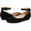 DREAM PAIRS Women’s Dress Flats Ballet Low Wedge Round Toe Ankle Strap Comfortable Casual Flats Shoes(Black Nubuck)