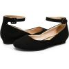 DREAM PAIRS Women’s Dress Flats Ballet Low Wedge Round Toe Ankle Strap Comfortable Casual Flats Shoes(Black Suede)