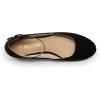 DREAM PAIRS Women’s Dress Flats Ballet Low Wedge Round Toe Ankle Strap Comfortable Casual Flats Shoes(Black Suede)