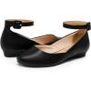DREAM PAIRS Women’s Dress Flats Ballet Low Wedge Round Toe Ankle Strap Comfortable Casual Flats Shoes(Black/Pu-1)