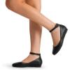 DREAM PAIRS Women’s Dress Flats Ballet Low Wedge Round Toe Ankle Strap Comfortable Casual Flats Shoes(Black/Pu-1)