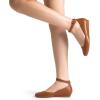 DREAM PAIRS Women’s Dress Flats Ballet Low Wedge Round Toe Ankle Strap Comfortable Casual Flats Shoes(Brown-pu)