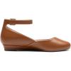 DREAM PAIRS Women’s Dress Flats Ballet Low Wedge Round Toe Ankle Strap Comfortable Casual Flats Shoes(Brown-pu)