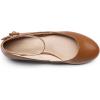 DREAM PAIRS Women’s Dress Flats Ballet Low Wedge Round Toe Ankle Strap Comfortable Casual Flats Shoes(Brown-pu)