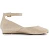 DREAM PAIRS Women’s Dress Flats Ballet Low Wedge Round Toe Ankle Strap Comfortable Casual Flats Shoes(Gold Glitter)