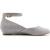 DREAM PAIRS Women’s Dress Flats Ballet Low Wedge Round Toe Ankle Strap Comfortable Casual Flats Shoes(Grey Suede)