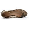 DREAM PAIRS Women’s Dress Flats Ballet Low Wedge Round Toe Ankle Strap Comfortable Casual Flats Shoes(Leopard-suede)