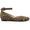 DREAM PAIRS Women’s Dress Flats Ballet Low Wedge Round Toe Ankle Strap Comfortable Casual Flats Shoes(Leopard-suede)