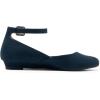 DREAM PAIRS Women’s Dress Flats Ballet Low Wedge Round Toe Ankle Strap Comfortable Casual Flats Shoes(Navy Suede)