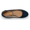 DREAM PAIRS Women’s Dress Flats Ballet Low Wedge Round Toe Ankle Strap Comfortable Casual Flats Shoes(Navy Suede)