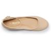 DREAM PAIRS Women’s Dress Flats Ballet Low Wedge Round Toe Ankle Strap Comfortable Casual Flats Shoes(Nude Nubuck)