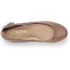DREAM PAIRS Women’s Dress Flats Ballet Low Wedge Round Toe Ankle Strap Comfortable Casual Flats Shoes(Nude Pu)