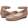 DREAM PAIRS Women’s Dress Flats Ballet Low Wedge Round Toe Ankle Strap Comfortable Casual Flats Shoes(Nude Pu)
