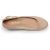 DREAM PAIRS Women’s Dress Flats Ballet Low Wedge Round Toe Ankle Strap Comfortable Casual Flats Shoes(Nude Suede)
