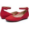 DREAM PAIRS Women’s Dress Flats Ballet Low Wedge Round Toe Ankle Strap Comfortable Casual Flats Shoes(Red Suede)