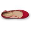 DREAM PAIRS Women’s Dress Flats Ballet Low Wedge Round Toe Ankle Strap Comfortable Casual Flats Shoes(Red Suede)
