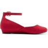 DREAM PAIRS Women’s Dress Flats Ballet Low Wedge Round Toe Ankle Strap Comfortable Casual Flats Shoes(Red Suede)