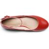 DREAM PAIRS Women’s Dress Flats Ballet Low Wedge Round Toe Ankle Strap Comfortable Casual Flats Shoes(Red-pu)