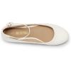 DREAM PAIRS Women’s Dress Flats Ballet Low Wedge Round Toe Ankle Strap Comfortable Casual Flats Shoes(White Pu)
