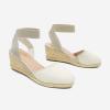 DREAM PAIRS Women’s Elastic Ankle Strap Espadrilles Wedge Sandals(Beige/White)