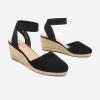 DREAM PAIRS Women’s Elastic Ankle Strap Espadrilles Wedge Sandals(Black)