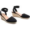 DREAM PAIRS Women’s Elastic Ankle Strap Espadrilles Wedge Sandals(Black-knit)