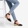 DREAM PAIRS Women’s Elastic Ankle Strap Espadrilles Wedge Sandals(Black-knit)