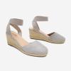 DREAM PAIRS Women’s Elastic Ankle Strap Espadrilles Wedge Sandals(Grey)