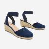DREAM PAIRS Women’s Elastic Ankle Strap Espadrilles Wedge Sandals(Navy)