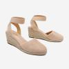 DREAM PAIRS Women’s Elastic Ankle Strap Espadrilles Wedge Sandals(Nude)