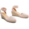 DREAM PAIRS Women’s Elastic Ankle Strap Espadrilles Wedge Sandals(Pink-knit)