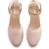 DREAM PAIRS Women’s Elastic Ankle Strap Espadrilles Wedge Sandals(Pink-knit)