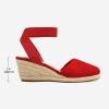 DREAM PAIRS Women’s Elastic Ankle Strap Espadrilles Wedge Sandals(Red)
