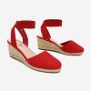 DREAM PAIRS Women’s Elastic Ankle Strap Espadrilles Wedge Sandals(Red)