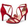 DREAM PAIRS Women’s Fashion Stilettos Open Toe Pump Heel Sandals(Red-suede)