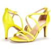 DREAM PAIRS Women’s Fashion Stilettos Open Toe Pump Heel Sandals(Yellow/Pu)