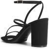DREAM PAIRS Women’s Heels Chunky Block Strappy Square Open Toe Ankle Buckle Heeled Sandals Wedding Party Dress Shoes Indie(Black-nubuck)