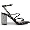DREAM PAIRS Women’s Heels Chunky Block Strappy Square Open Toe Ankle Buckle Heeled Sandals Wedding Party Dress Shoes Indie(Black-rhinestone)
