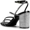 DREAM PAIRS Women’s Heels Chunky Block Strappy Square Open Toe Ankle Buckle Heeled Sandals Wedding Party Dress Shoes Indie(Black-rhinestone)
