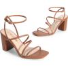 DREAM PAIRS Women’s Heels Chunky Block Strappy Square Open Toe Ankle Buckle Heeled Sandals Wedding Party Dress Shoes Indie(Brown)
