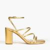 DREAM PAIRS Women’s Heels Chunky Block Strappy Square Open Toe Ankle Buckle Heeled Sandals Wedding Party Dress Shoes Indie(Gold-pu)
