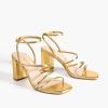 DREAM PAIRS Women’s Heels Chunky Block Strappy Square Open Toe Ankle Buckle Heeled Sandals Wedding Party Dress Shoes Indie(Gold-pu)