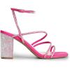 DREAM PAIRS Women’s Heels Chunky Block Strappy Square Open Toe Ankle Buckle Heeled Sandals Wedding Party Dress Shoes Indie(Hot Pink-rhinestone)