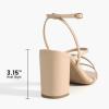 DREAM PAIRS Women’s Heels Chunky Block Strappy Square Open Toe Ankle Buckle Heeled Sandals Wedding Party Dress Shoes Indie(Nude)
