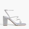 DREAM PAIRS Women’s Heels Chunky Block Strappy Square Open Toe Ankle Buckle Heeled Sandals Wedding Party Dress Shoes Indie(Silver-rhinestone)