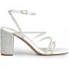 DREAM PAIRS Women’s Heels Chunky Block Strappy Square Open Toe Ankle Buckle Heeled Sandals Wedding Party Dress Shoes Indie(White-rhinestone)