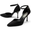 DREAM PAIRS Women’s High Heels Strappy Closed Toe Stiletto Ankle Strap Pointed Toe D’Orsay Heel Dress Wedding Party Pumps Shoes(Black)